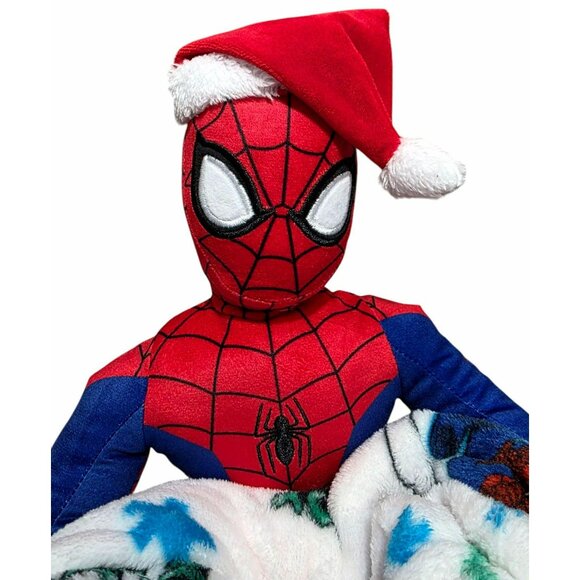 New Spiderman Buddy & Fleece Blanket Throw Plush Doll Marvel Holiday Christmas - Picture 3 of 12
